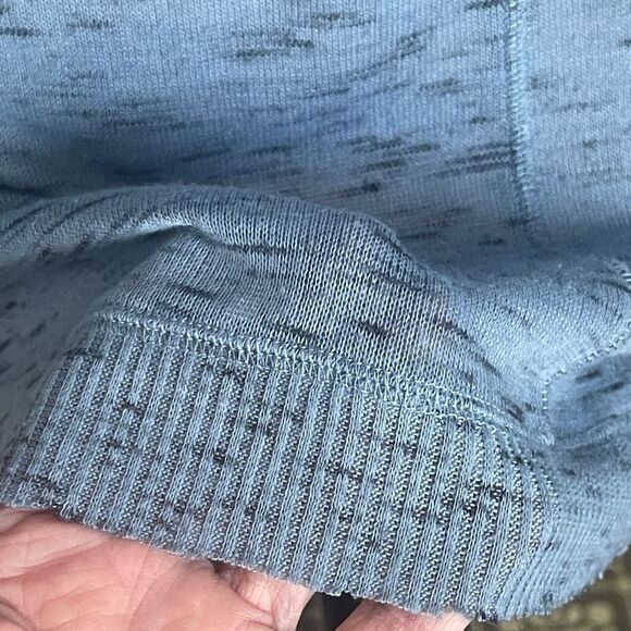 Ultra Flirt Blue Long Sleeve Knit Top with Snaps and Tie Neckline, MD - Picture 3 of 8